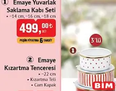 BENANTE EMAYE YUVARLAK SAKLAMA KABI SETİ